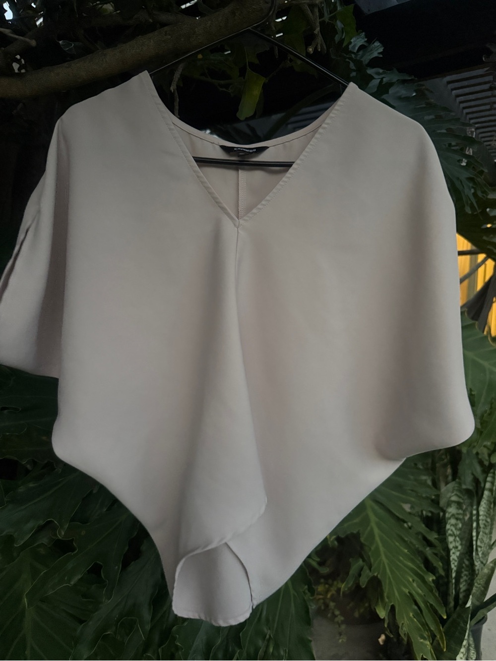 Express Cream V-Neck Poncho Tunic